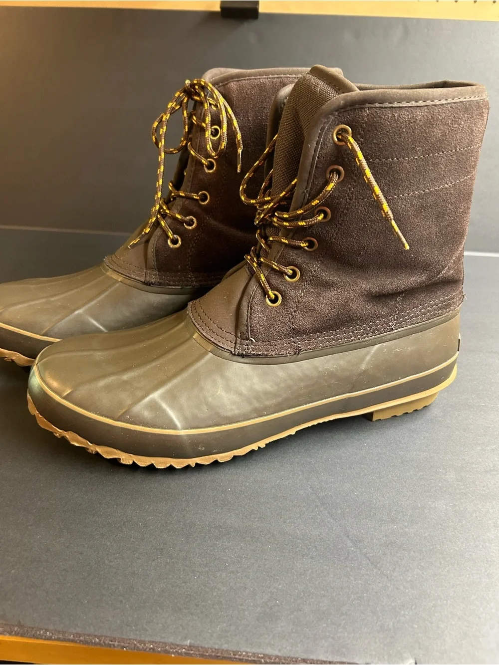 Lands' End Brown Waterproof Lace-Up Duck Boots w/ steel shank